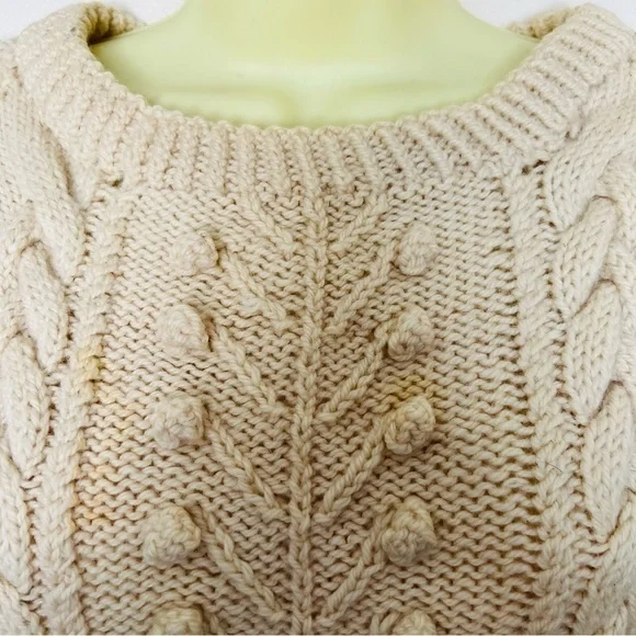 VINTAGE Cable Knit Icelandic-Chunky-hand-knitted-Beige-Fisherman-Sweater… - Picture 6 of 10